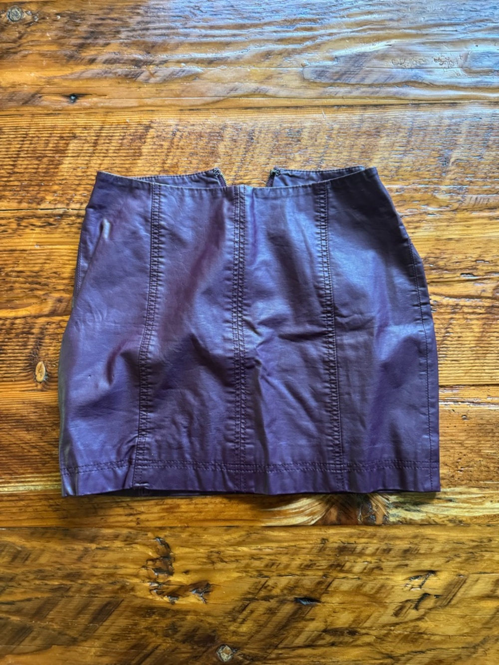 Free People Plum Leather Mini Skirt